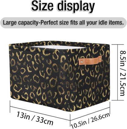 Pardick Black Gold Leopard Basket Storage Bins Large Fabric Toys Storage Cube - Image 4
