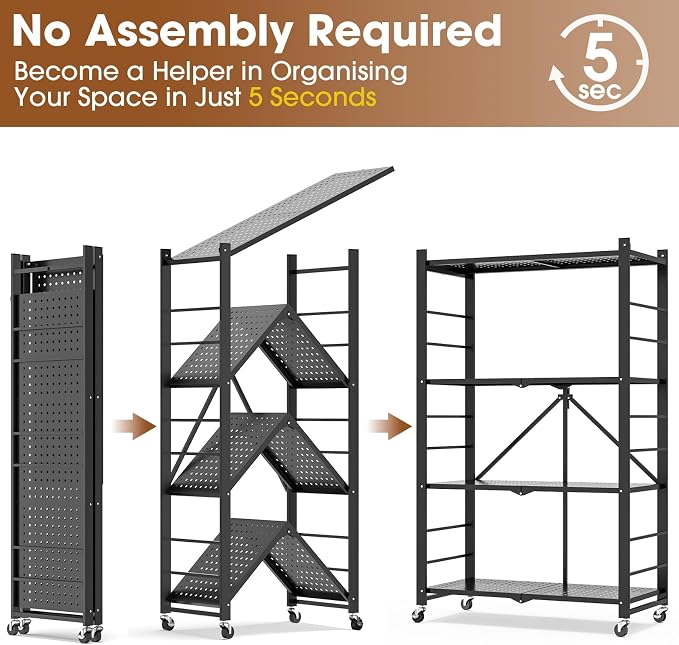 Fenbeli Foldable Shelves with Wheels - Image 6