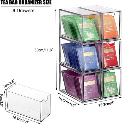 ELLDOO 6 Drawers Tea Bag Organizer, Coffee Pod Snack Storage - Image 3