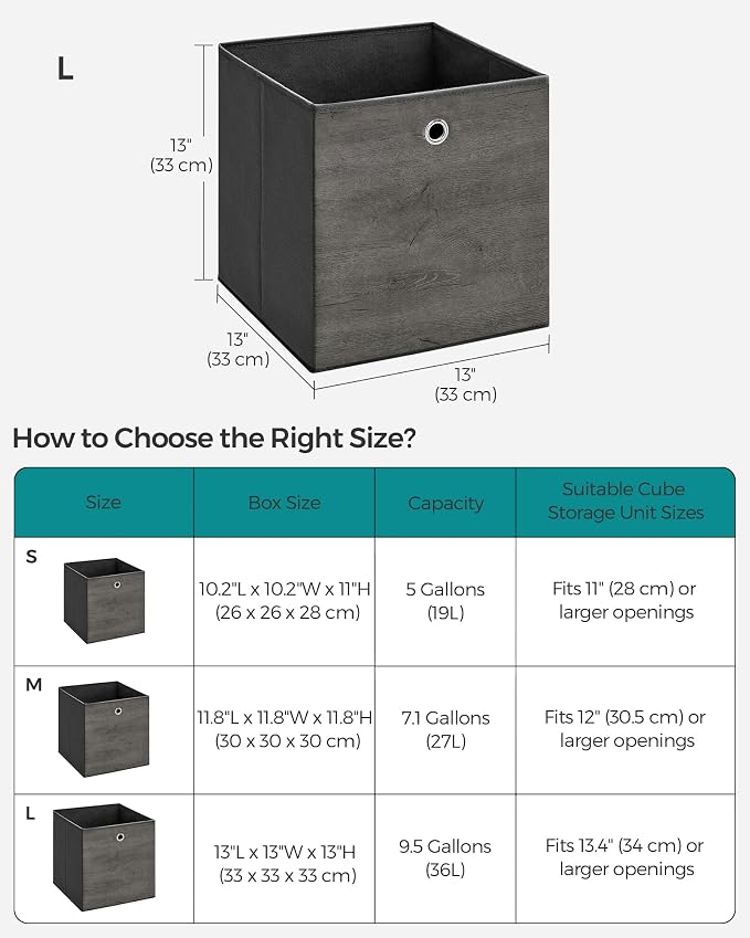 SONGMICS Storage Cubes, Foldable Fabric Storage Bins, Misty Gray, URFB133G01 - Image 5
