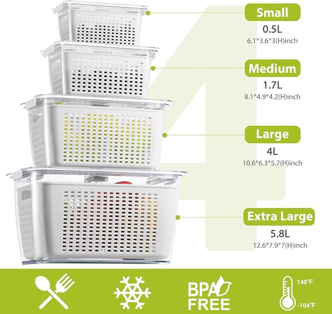 LUXEAR 4 Pack Fruit Vegetable Containers - Image 2