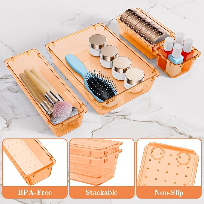 25 PCS Plastic Drawer Organizer Set, 4-Size Versatile Organizer Trays & storage - Image 3