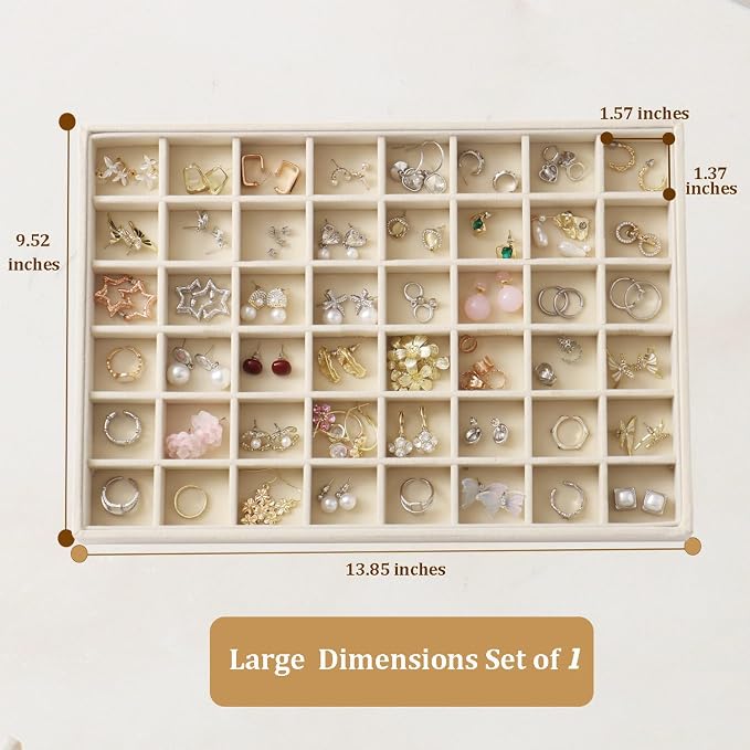 Large Jewelry Organizer for Drawer Insert Velvet Stackable Jewelry Trays for - Image 4