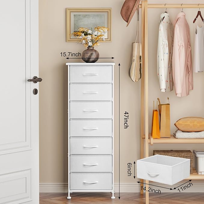 Fixwal Tall Narrow White Dresser - Image 2