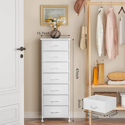 Fixwal Tall Narrow White Dresser - Image 2