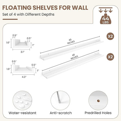 Fun Memories Picture Ledge Shelf, 40 Inch Picture Shelves - Image 3