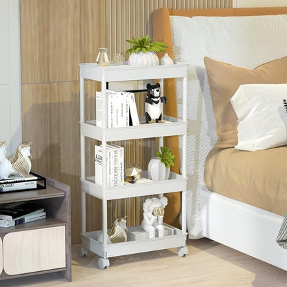 Sooyee 4 Tier Wide Storage Cart Mobile Shelving Unit Organizer Slide Out - Image 4