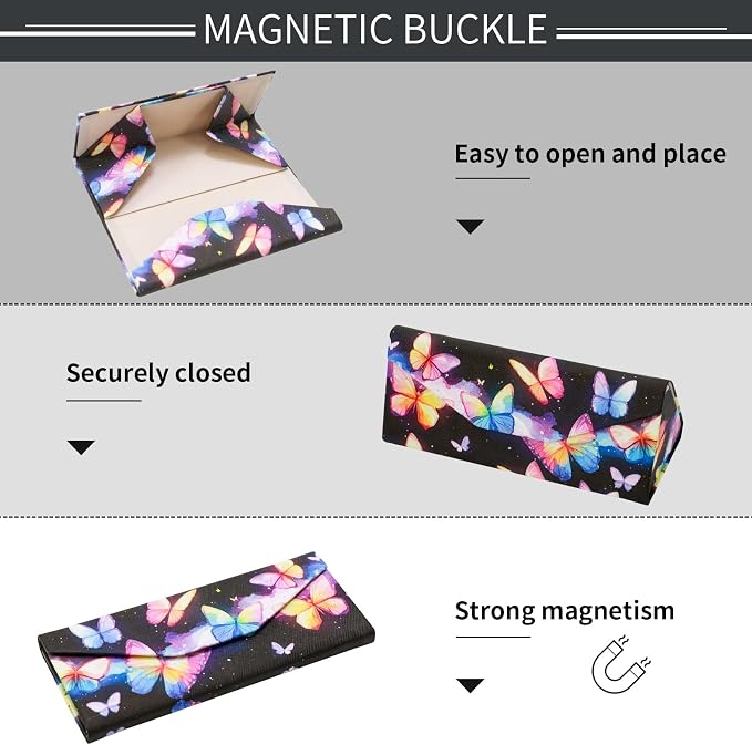 Foldable Glasses Case, Magnetic PU Leahter Sunglasses Case, Cute Hard Shell - Image 5
