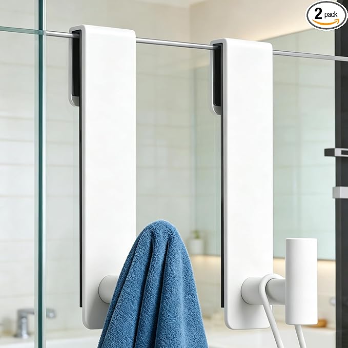 PMMASTO Shower Door Hooks, Extended Towel Hooks by PMMASTO