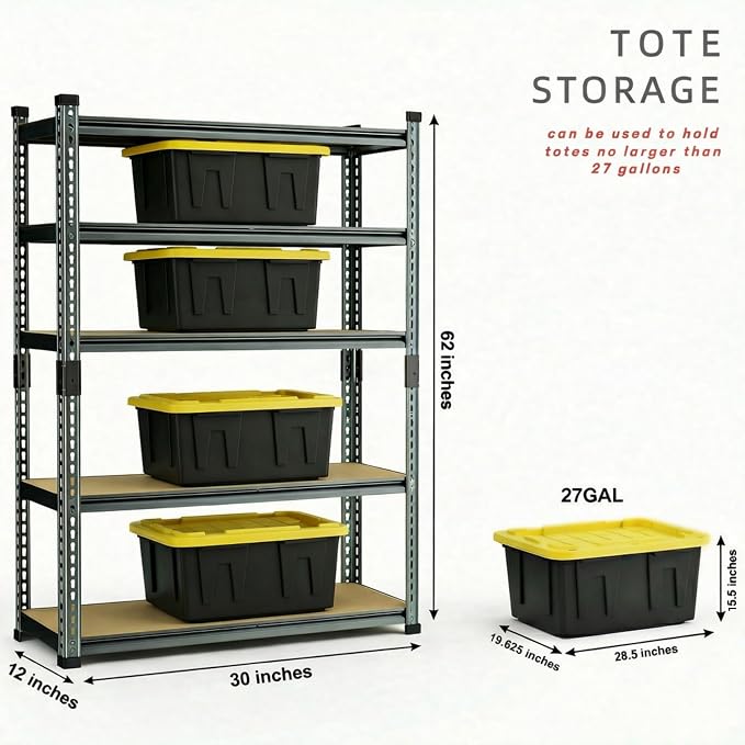 Storage Shelves, 2450LBS Heavy Duty Shelves - Image 3