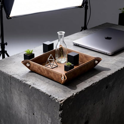 siduater Valet Tray Desktop Storage Organizer – Vegan Leather Catchall Bedside - Image 6