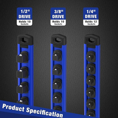 WORKPRO Magnetic Socket Organizer, 1/4-Inch Drive Aluminum Alloy Sockets Rail - Image 8