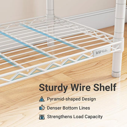 VIPEK R2 Plus Rolling Garment Rack 3 Tiers Adjustable Wire Shelving Clothes - Image 8