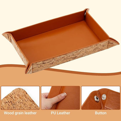 EZDeco PU Leather Valet Tray Premium Nightstand Organizer Caddy Holder - Image 7