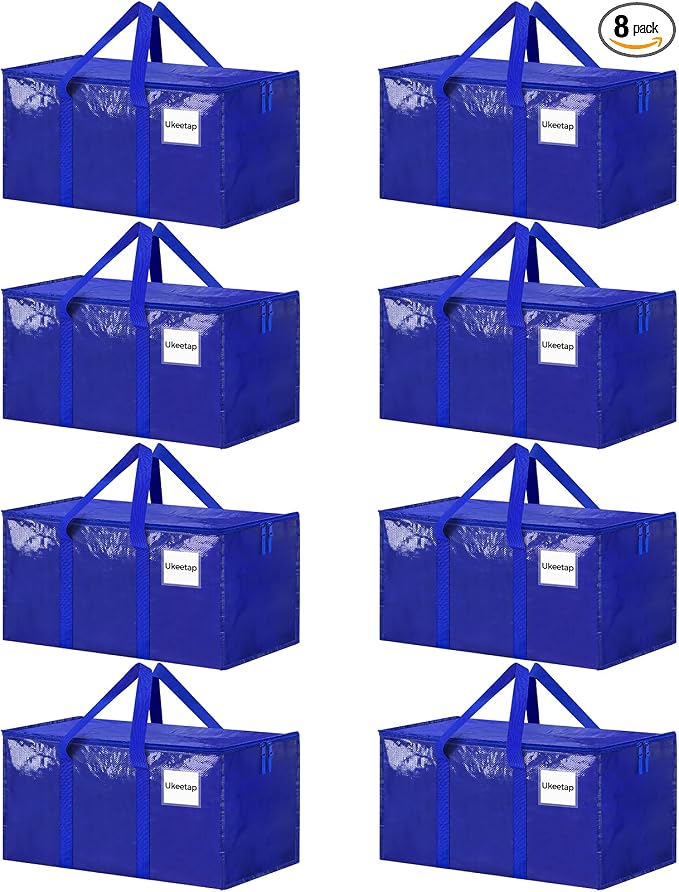 8 Pack Extra Large Heavy Duty Moving Bags, Reinforced Handles & Heavy-Duty by ukeetap
