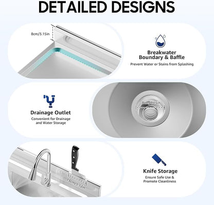 Freestanding Commercial Utility Sink, 47.2 * 23.6 * 31.5in Industrial Kitchen - Image 7