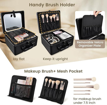 Makeup Case with Lighted Vanity Mirror, Makeup Organizer Box Travel Make up - Image 4