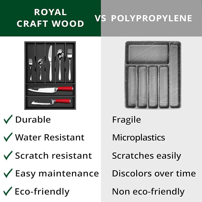 ROYAL CRAFT WOOD Luxury Bamboo Kitchen Drawer Organizer - Image 9