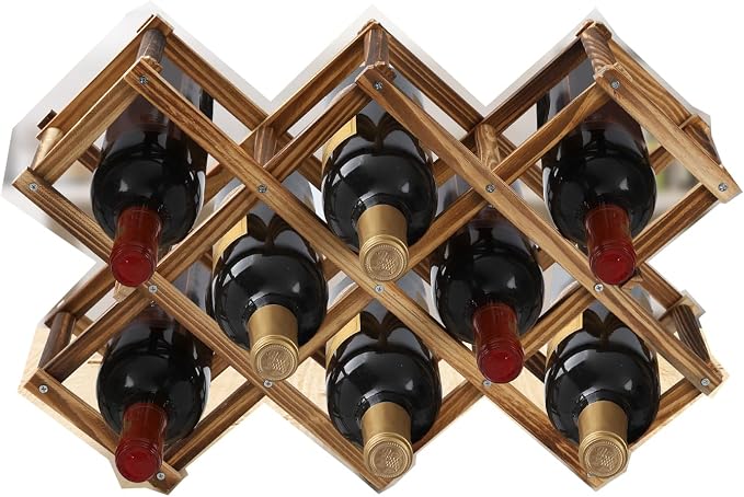 Freestanding Wine Rack, Holds up to 10 Bottles, Foldable Countertop & Cabinet by BlissfulScape