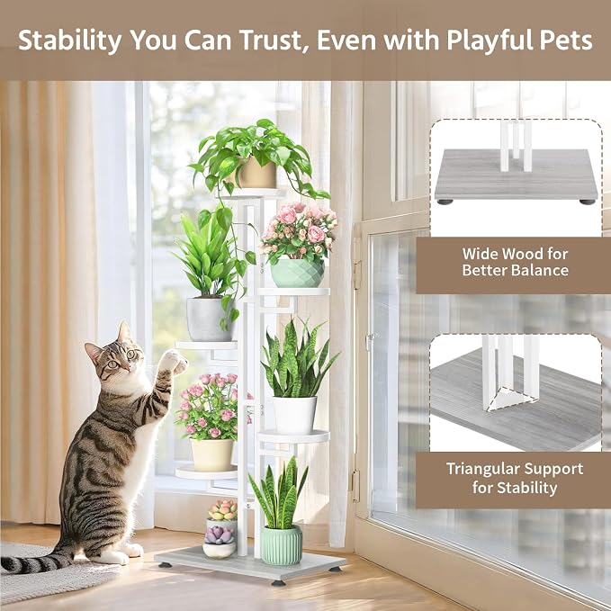 LASZOLA White 5 Tiered Plant Stand Indoors Heavy Duty Metal Rack, Sturdy Multi - Image 3