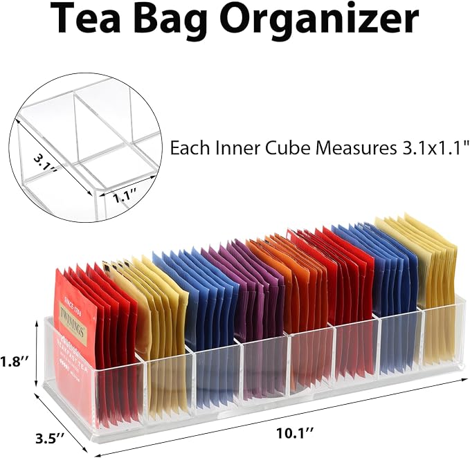 6 Pack Tea Bag Organizer, 8 Compartments - Image 2