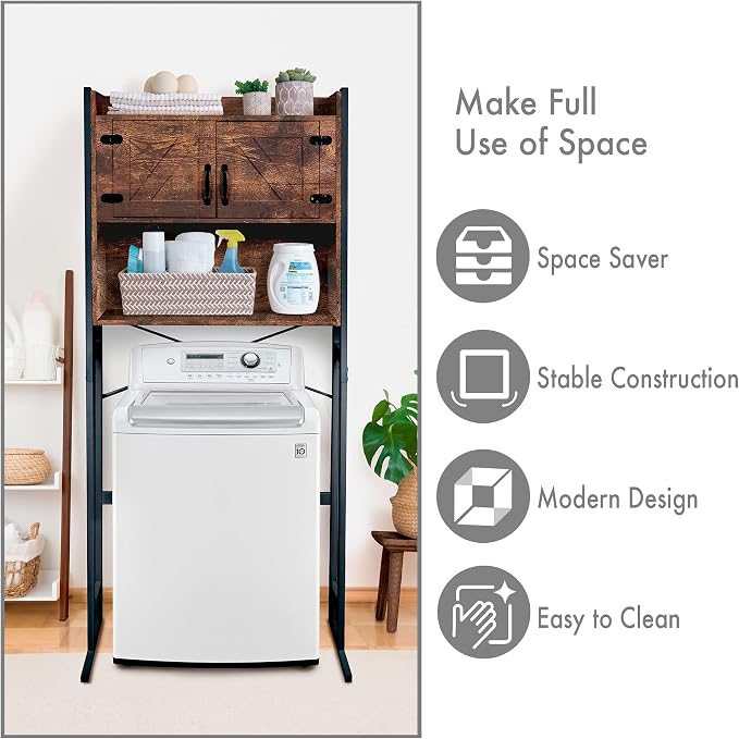 Over The Washer or Over The Toilet Storage Cabinet w/Height Adjustable Shelf - Image 3