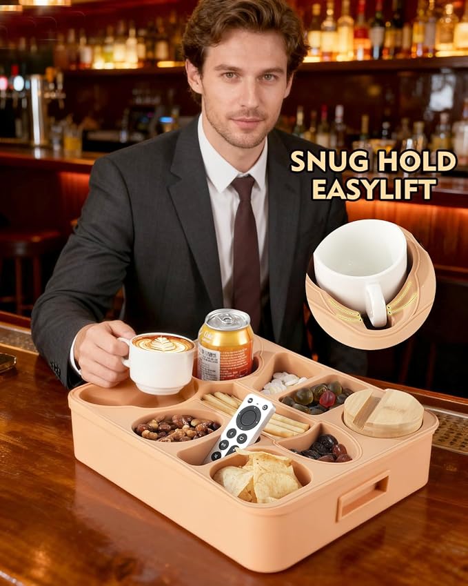 Couch Cup Holder Tray Dual Cup Silicone Organizer – Waterproof Anti-Slip Snack - Image 6