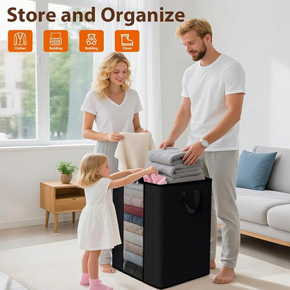 SpaceWhisper 4 Pack 100L Clothes Storage, Foldable Thick Fabric Blanket Storage - Image 4
