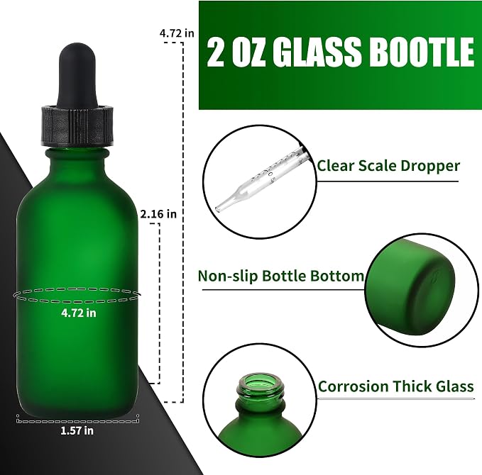 48 Pcs, 2oz Glass Dropper Bottle, Leakproof Tincture Bottles - Image 2