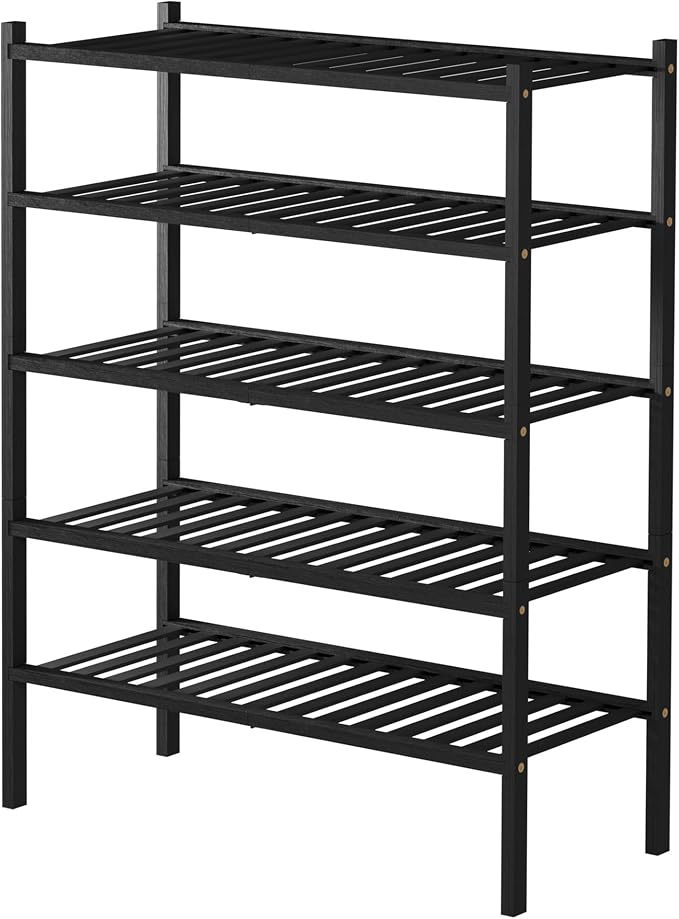 5 Tier Bamboo Shoe Rack for Closet Free Standing Wood Shoe Shelf for Entryway - Image 7