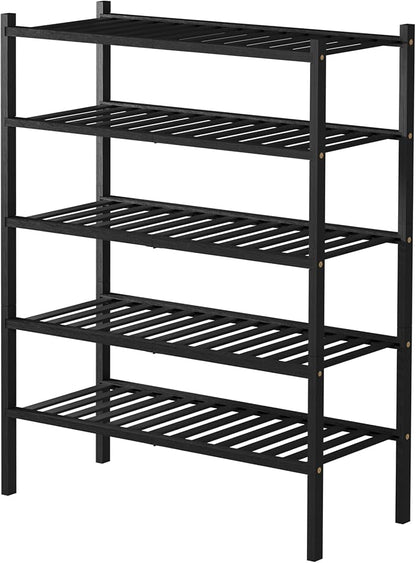 5 Tier Bamboo Shoe Rack for Closet Free Standing Wood Shoe Shelf for Entryway - Image 7