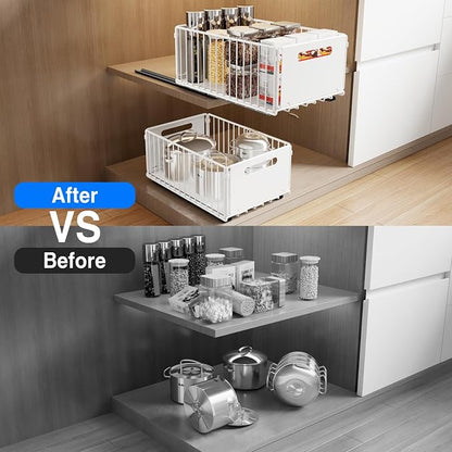 Mustorn 2 Pack Pull Out Cabinet Organizer, Slide Out Drawers - Image 6