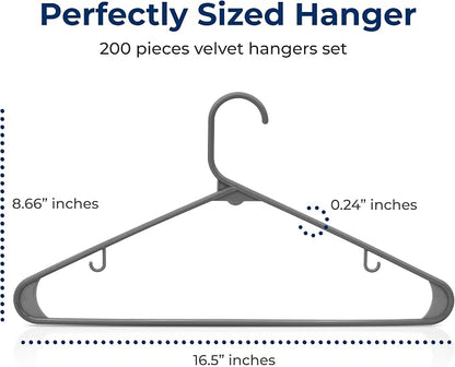 SereneLife 200 Pack Plastic Hangers, Space-Saving Closet Organizers, Durable - Image 2