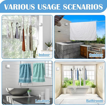 Retractable Clothesline Indoor, Non-Sagging Outdoor Clothes Line Retracting - Image 6