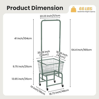 Rolling Laundry Cart with Wheels, Laundry Hamper Basket Organizer with Clothes - Image 3