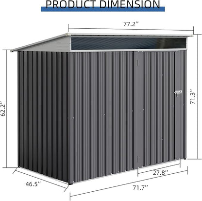 JY QAQA 6x4 FT Metal Outdoor Garden Storage Shed, Waterproof Metal Garden Sheds - Image 2