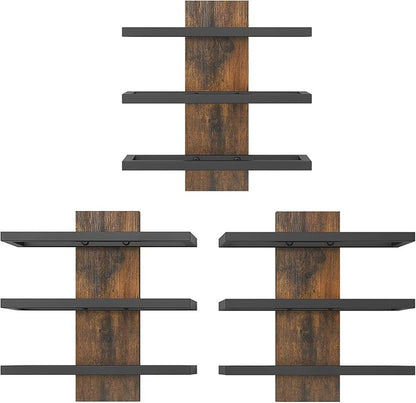 Hoctieon 3 Tier Wall Mount Wine Rack Set, Wall Mounted Wine Bottle Rack - Image 9