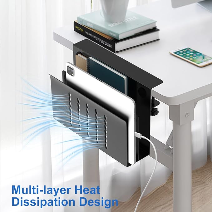 HAMOPY Desk Side Storage, 2 Tier Steel Hanging Desk Organizer - Image 5