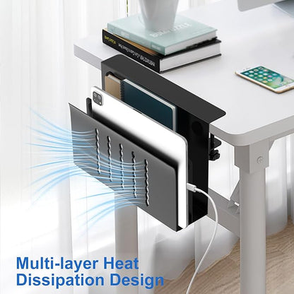 HAMOPY Desk Side Storage, 2 Tier Steel Hanging Desk Organizer - Image 5