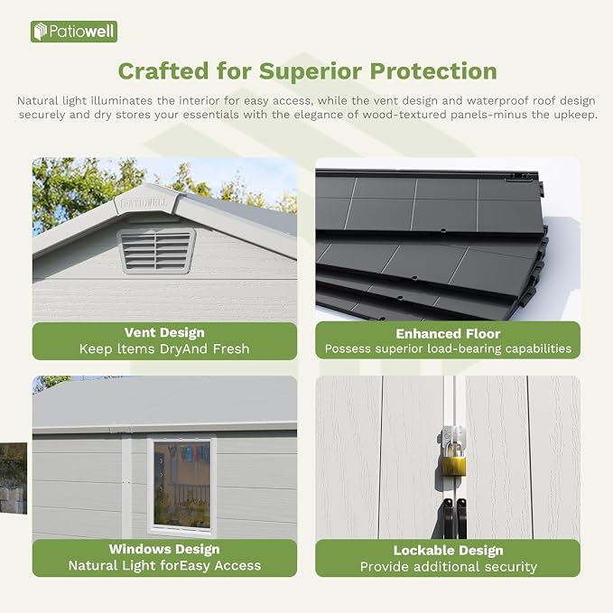 Patiowell 6X10 FT Plastic Outdoor Storage Shed - Image 5
