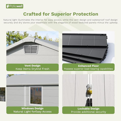Patiowell 6X10 FT Plastic Outdoor Storage Shed - Image 5