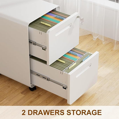 2 Drawer File Cabinet with Lock and 4 Keys, Mobile Metal Filing Cabinet - Image 7