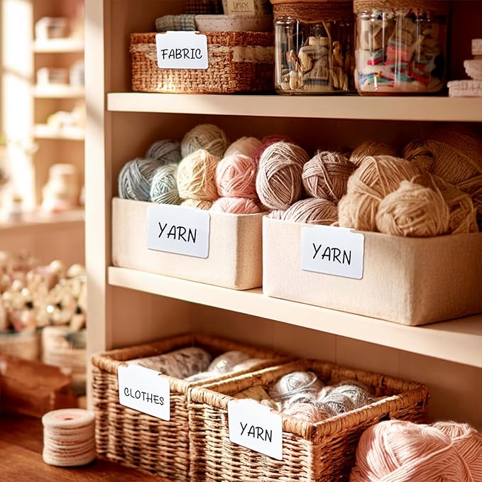 12pcs White Basket Labels Removable PVC Labels | Clip On - Image 5