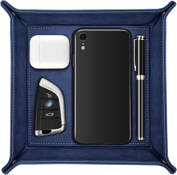 SITHON Valet Tray Desktop Storage Organizer – Premium PU Leather Catchall by SITHON