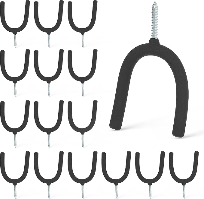 HUHOLE 16 Pack Screw in U Hooks Wall Organizers | Utility Hangers by HUHOLE