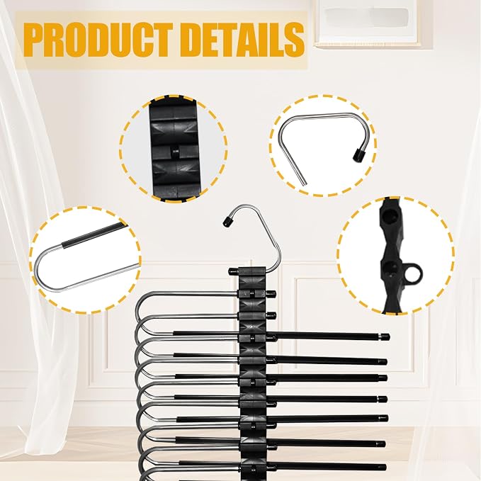 2Pack 9 Layers Foldable Pants Hangers Space Saving Trouser Hanger - Image 6