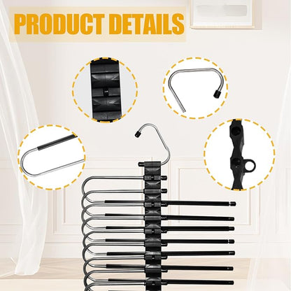 2Pack 9 Layers Foldable Pants Hangers Space Saving Trouser Hanger - Image 6