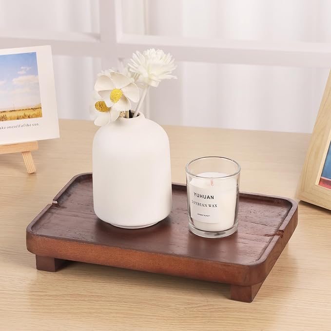 Wood Riser Small Decorative Tray Sink Soap Dish, Vanity Tray Pedestal Stand 9 x - Image 4