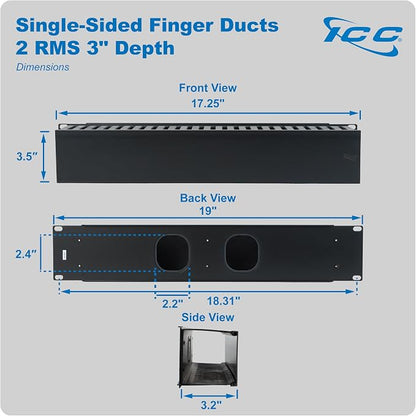 ICC 2U Finger Duct Cable Manager Panel - Image 7