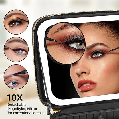 Makeup Bag with Mirror and Light 3 Colors, Travel Make up Bag with Mirror - Image 7